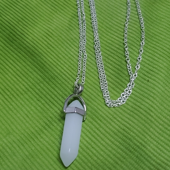 Crystal Hexagonal Stone Pendant Necklace - Picture 3 of 8